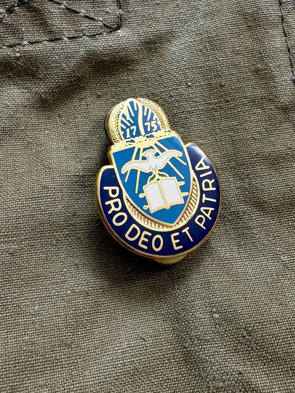 Pro Deo et Patria Blue & Gold Enamel Pin